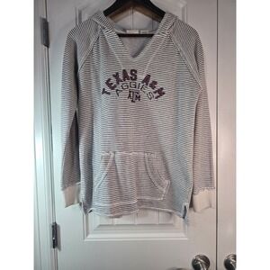 Texas A&M Aggies Blue 84 Cream Striped French Terry‎ Hoodie Women's M EUC